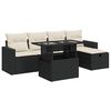 vidaXL 6 pcs conjunto sof&aacute;s de jardim c/ almofad&otilde;es vime PE preto