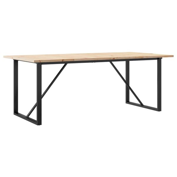 vidaXL Mesa de jantar estrutura O 200x100x75,5 cm pinho/a&ccedil;o