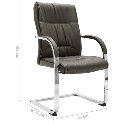 vidaXL Cadeira de escritório cantilever em couro artificial cinzento