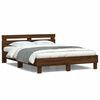 vidaXL Estrutura cama cabeceira/luzes LED 140x190 cm carvalho castanho