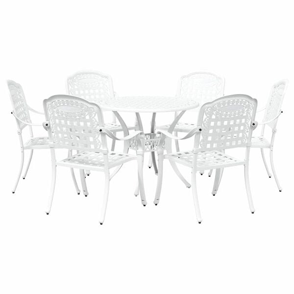 vidaXL Conjunto de Jantar para Jardim 7 pcs Branco Alum&iacute;nio