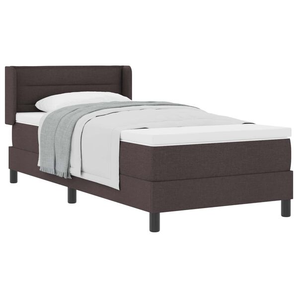 vidaXL Cama Box com colch&atilde;o Marrom Escuro 200 x 100 cm Poli&eacute;ster