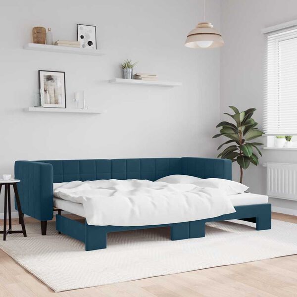 vidaXL Sof&aacute;-cama com gavet&atilde;o 80x200 cm veludo azul