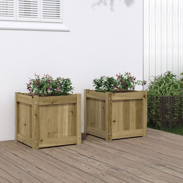 vidaXL Vasos/floreiras de jardim 2 pcs madeira de pinho impregnada