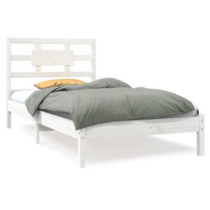 vidaXL Estrutura de cama 90x200 cm madeira maci&ccedil;a branco