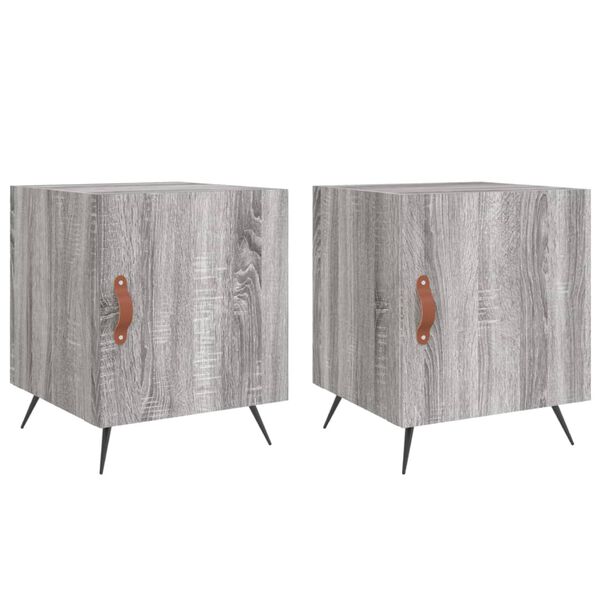 vidaXL Mesa cabeceira 2pcs 40x40x50 cm madeira processada cinza sonoma