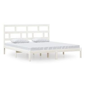 vidaXL Estrutura de cama super king 180x200 cm madeira maci&ccedil;a branco