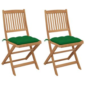 vidaXL Cadeiras de jardim dobr&aacute;veis c/ almofad&otilde;es 2 pcs ac&aacute;cia maci&ccedil;a