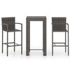 vidaXL 3 pcs conj, de bar exterior c/ apoio de bra&ccedil;os vime PE cinzento