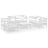 vidaXL 7 pcs conjunto lounge de jardim pinho maci&ccedil;o branco