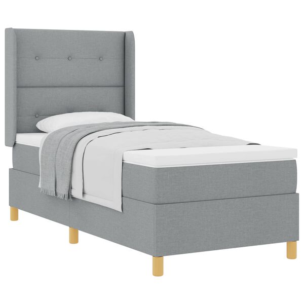 vidaXL Cama Box com colch&atilde;o Cinzento-claro 100 x 200 cm tecido