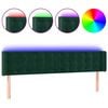 vidaXL Cabeceira cama c/ luzes LED veludo 183x16x78/88 cm verde-escuro
