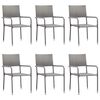 vidaXL 7 pcs conjunto de jantar para jardim vime PE e a&ccedil;o cinza/preto