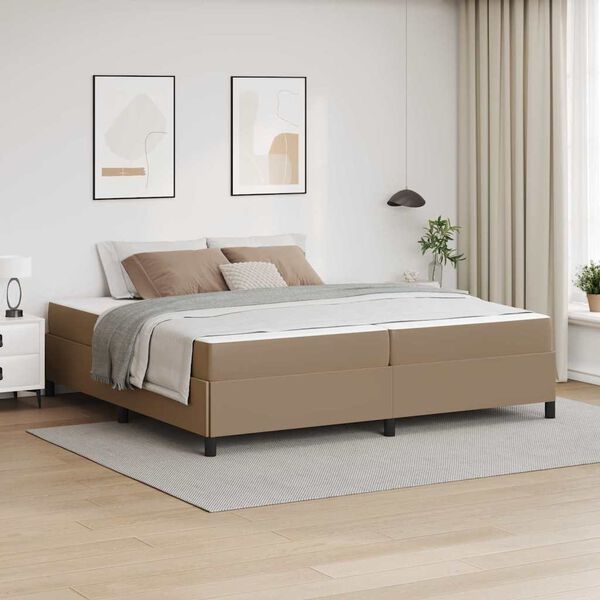 vidaXL Estrutura da Cama com colch&atilde;o Cappuccino 200 x 200 cm tecido