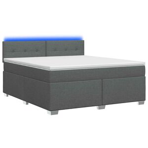 vidaXL Cama Box Spring com Colch&atilde;o e LED Cinzento-Escuro 140 x 190 cm