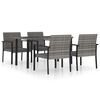 vidaXL 5 pcs conjunto de jantar para jardim vime PE cinzento