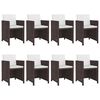 vidaXL 9 pcs conjunto jantar exterior c/ almofad&otilde;es vime PE castanho