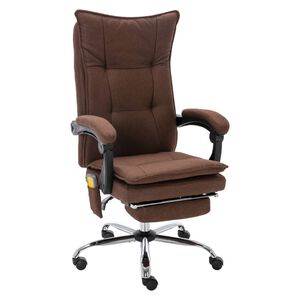 vidaXL Cadeira de escrit&oacute;rio c/ fun&ccedil;&atilde;o de massagem tecido castanho