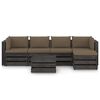 vidaXL 6 pcs conj. lounge jardim + almofad&otilde;es madeira impreg. cinzento