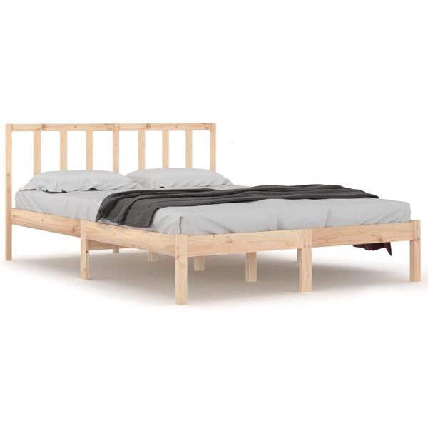 vidaXL Estrutura de cama king 150x200 cm pinho maci&ccedil;o