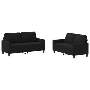 vidaXL 2 pcs conjunto de sof&aacute;s com almofad&otilde;es tecido preto