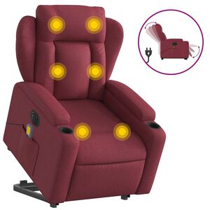 vidaXL Poltrona elevat&oacute;ria de massagens el&eacute;trica tecido vermelho tinto