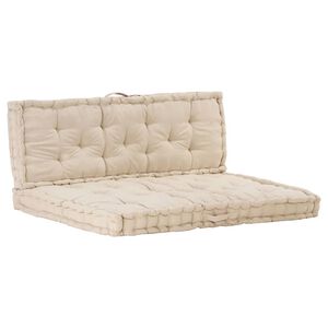 vidaXL Almofad&otilde;es p/ sof&aacute; de paletes 2 pcs algod&atilde;o bege