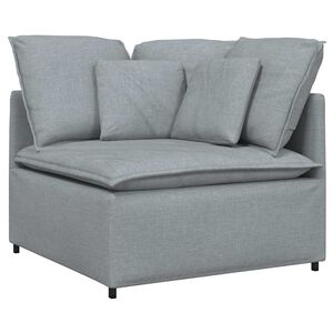 vidaXL M&oacute;dulo de canto para sof&aacute; modular com almofadas, cinza claro, 100 cm
