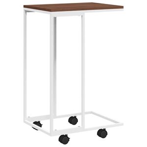 vidaXL Mesa de apoio c/ rodas 40x30x63,5cm derivados de madeira branca