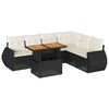 vidaXL 7 pcs conjunto de sof&aacute;s p/ jardim c/ almofad&otilde;es vime PE preto