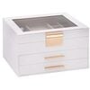 vidaXL Caixa de j&oacute;ias de 3 camadas branca 23x20,5x14 cm