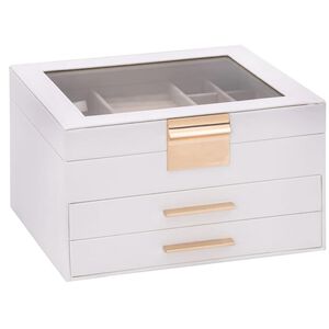 vidaXL Caixa de j&oacute;ias de 3 camadas branca 23x20,5x14 cm