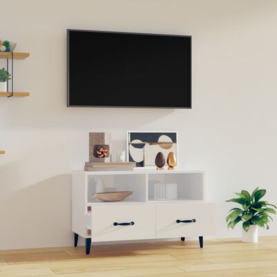 vidaXL Móvel de TV 80x36x50 cm derivados de madeira branco brilhante