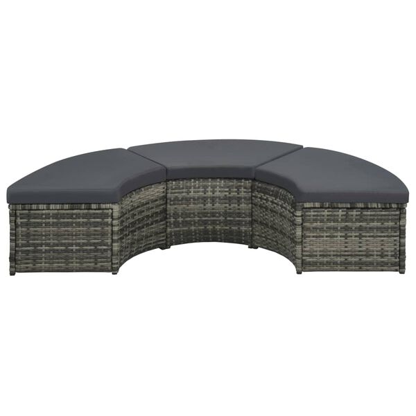 vidaXL 7 pcs conjunto lounge de jardim c/ almofad&otilde;es vime PE cinzento