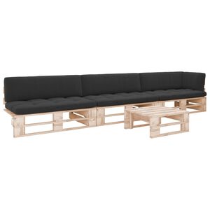 vidaXL 4 pcs conj. lounge paletes c/ almofad&otilde;es pinho impregnado