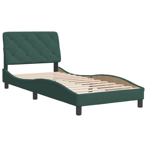 vidaXL Estrutura de cama sem colch&atilde;o 90x200 cm veludo verde-escuro