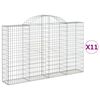 vidaXL Cestos gabi&atilde;o arqueados 11pcs 200x30x120/140 ferro galvanizado
