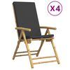 vidaXL 4 pcs cadeiras reclin&aacute;veis/dobr&aacute;veis c/ almofad&otilde;es cinza escuro