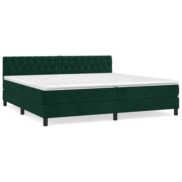 vidaXL Cama com molas/colch&atilde;o 200x200 cm veludo verde-escuro