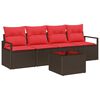 vidaXL Conjunto de Sof&aacute;s 5 unid. 4-N&uacute;mero de lugares Bege e Vermelho