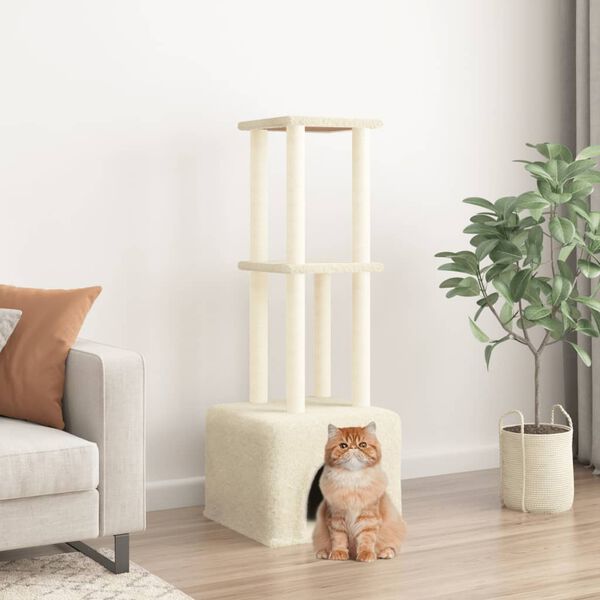 vidaXL &Aacute;rvore para gatos c/ postes arranhadores sisal 133,5 cm creme
