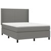 vidaXL Cama box spring c/ colch&atilde;o e LED 140x190 cm tecido cinza-escuro