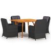 vidaXL 5 pcs conjunto de jantar para jardim preto