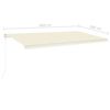 vidaXL Toldo retr&aacute;til manual com LED 6x3 m cor creme