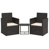 vidaXL 3 pcs conjunto sof&aacute;s de exterior com almofad&otilde;es vime PE preto