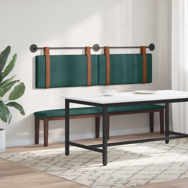 vidaXL Cabeceira Suspensa Liso Verde Escuro 170 x 55 x 5 cm PU Antigo