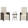 vidaXL 3 pcs conjunto bistr&ocirc; com almofad&otilde;es vime PE castanho