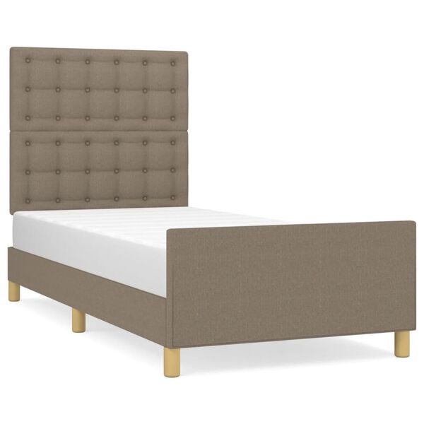 vidaXL Estrutura cama sem colch&atilde;o 90x200 cm tecido cinza-acastanhado