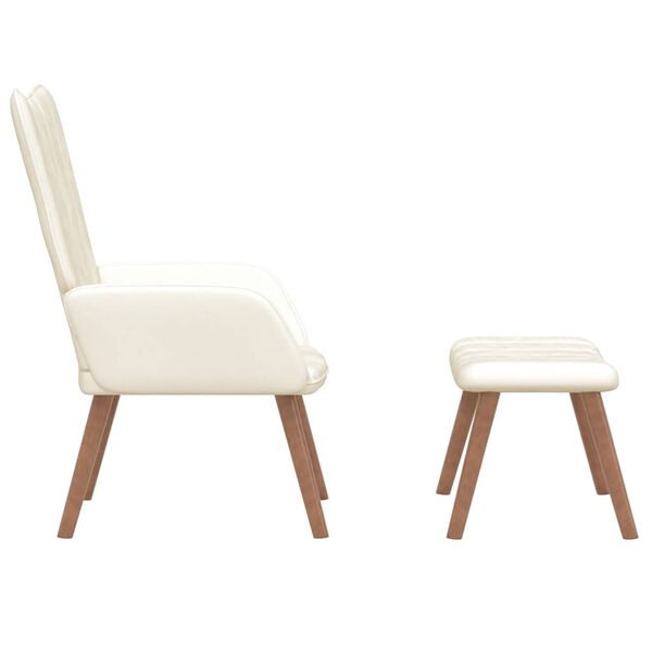 vidaXL Cadeira de descanso com banco veludo branco nata