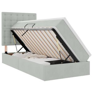vidaXL Cama com arruma&ccedil;&atilde;o e LED Cinzento-claro 90 x 190 cm Veludo